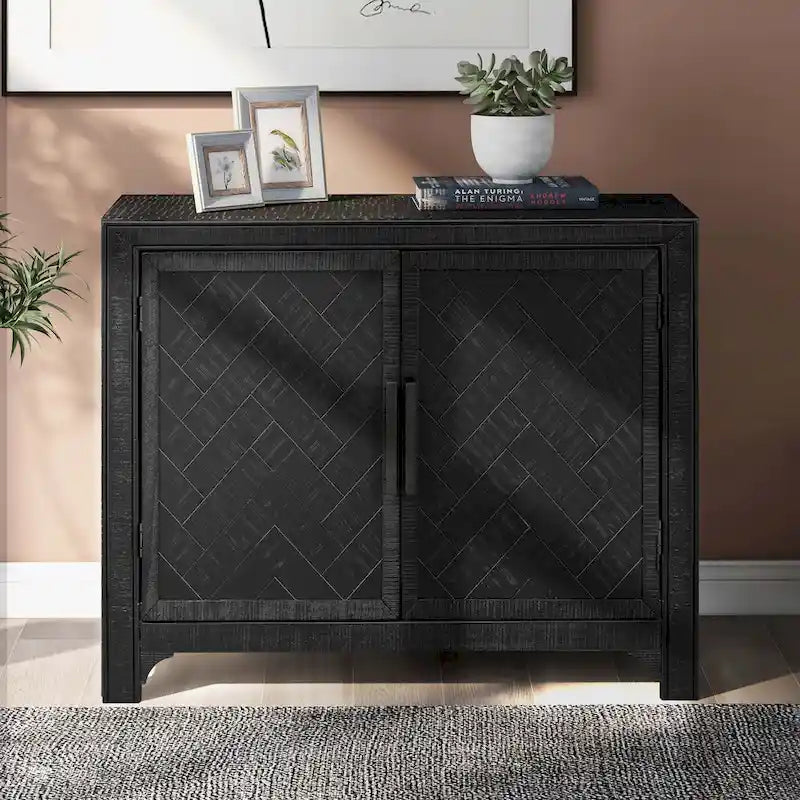 Meuble de rangement d'appoint avec portes | Noir | Style vintage