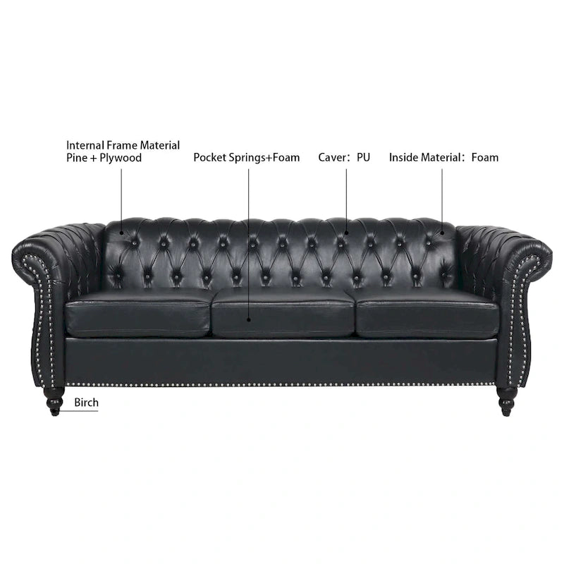Canapés Naro Mid-Century 84 Modernes 3 Places Chesterfield par