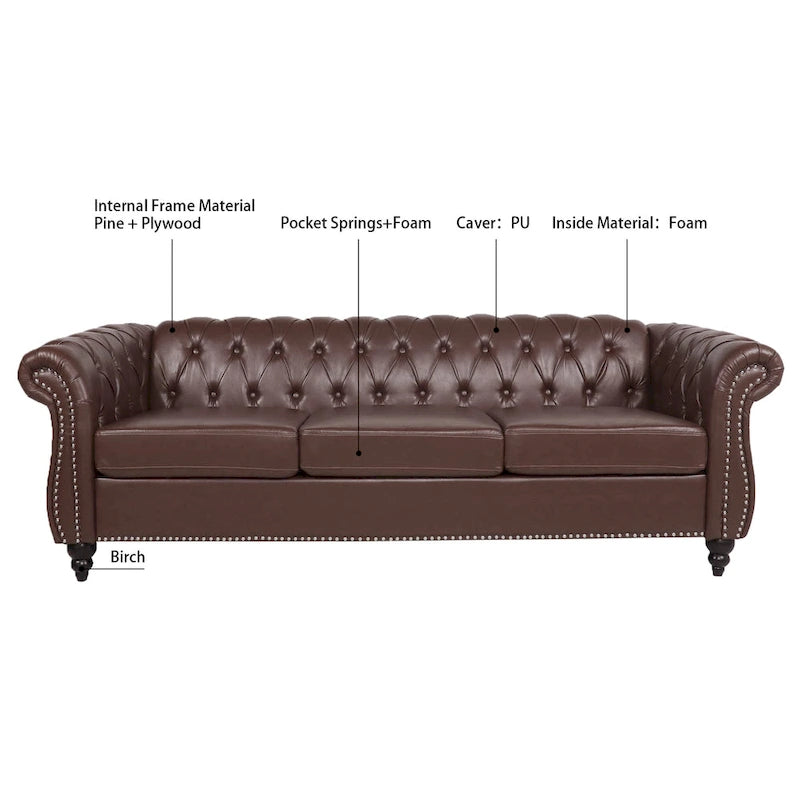 Canapés Naro Mid-Century 84 Modernes 3 Places Chesterfield par