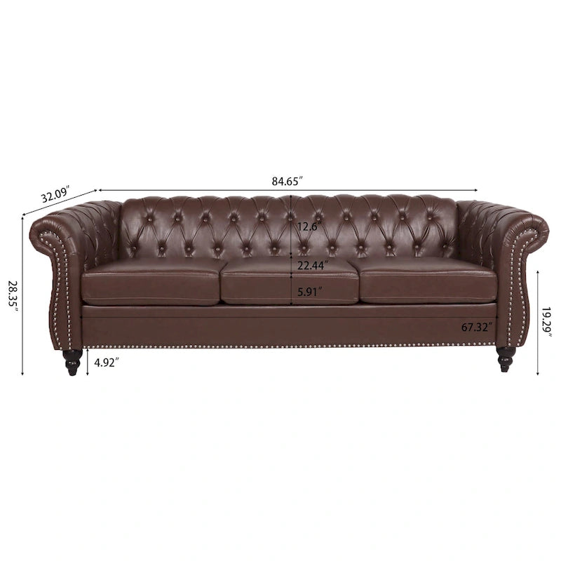 Canapés Naro Mid-Century 84 Modernes 3 Places Chesterfield par