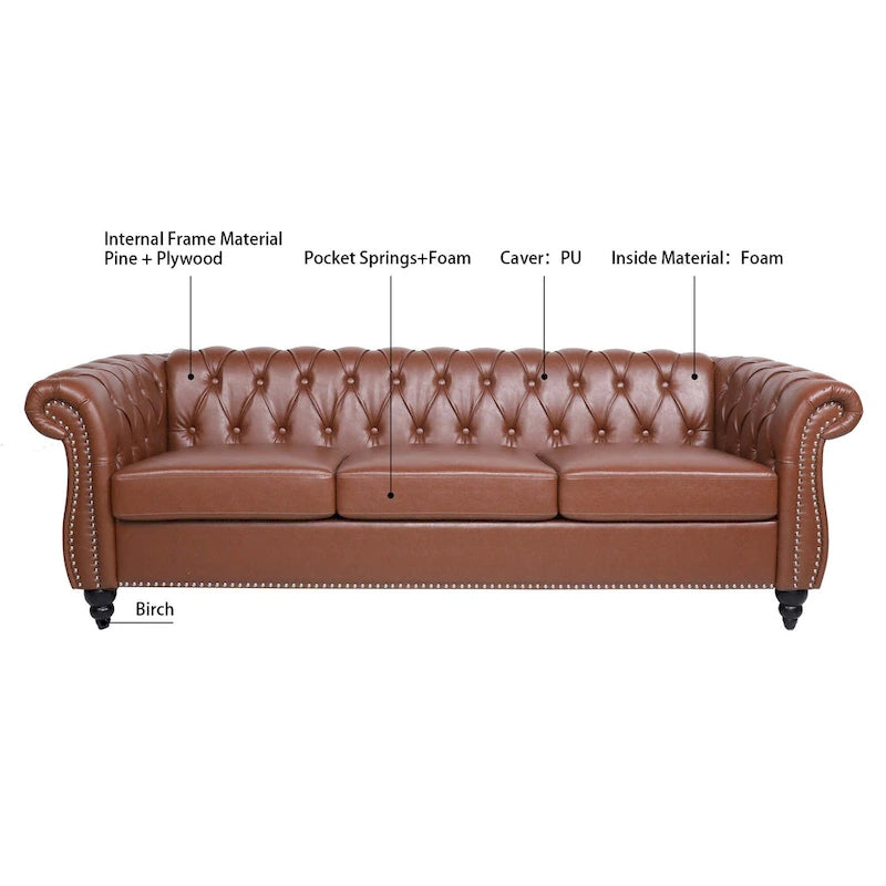 Canapés Naro Mid-Century 84 Modernes 3 Places Chesterfield par