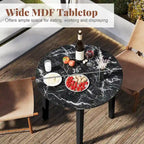 Table de salle à manger ronde 35 avec placage texturé marbre