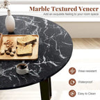 Table de salle à manger ronde 35 avec placage texturé marbre