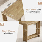 Bureau pour 2 personnes, bureau extra long de 218 cm, poste de travail double avec bureau d'ordinateur