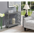 Console 2 étages avec étagère | Gris / Blanc / Noir | Cadre latéral à anneaux