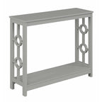 Console 2 étages avec étagère | Gris / Blanc / Noir | Cadre latéral à anneaux