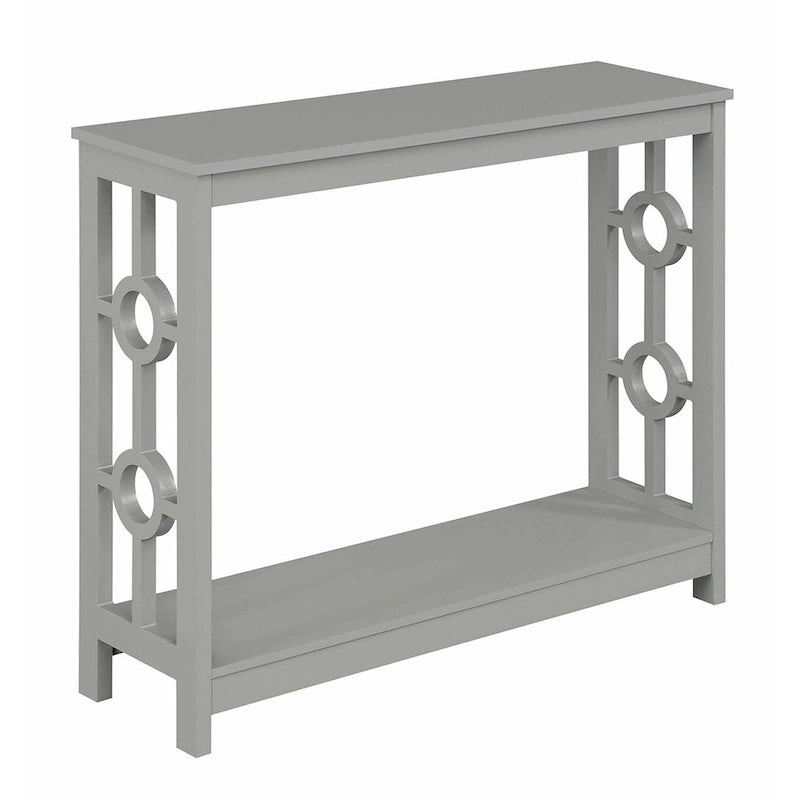 Console 2 étages avec étagère | Gris / Blanc / Noir | Cadre latéral à anneaux