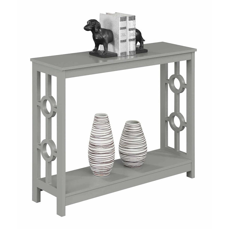Console 2 étages avec étagère | Gris / Blanc / Noir | Cadre latéral à anneaux