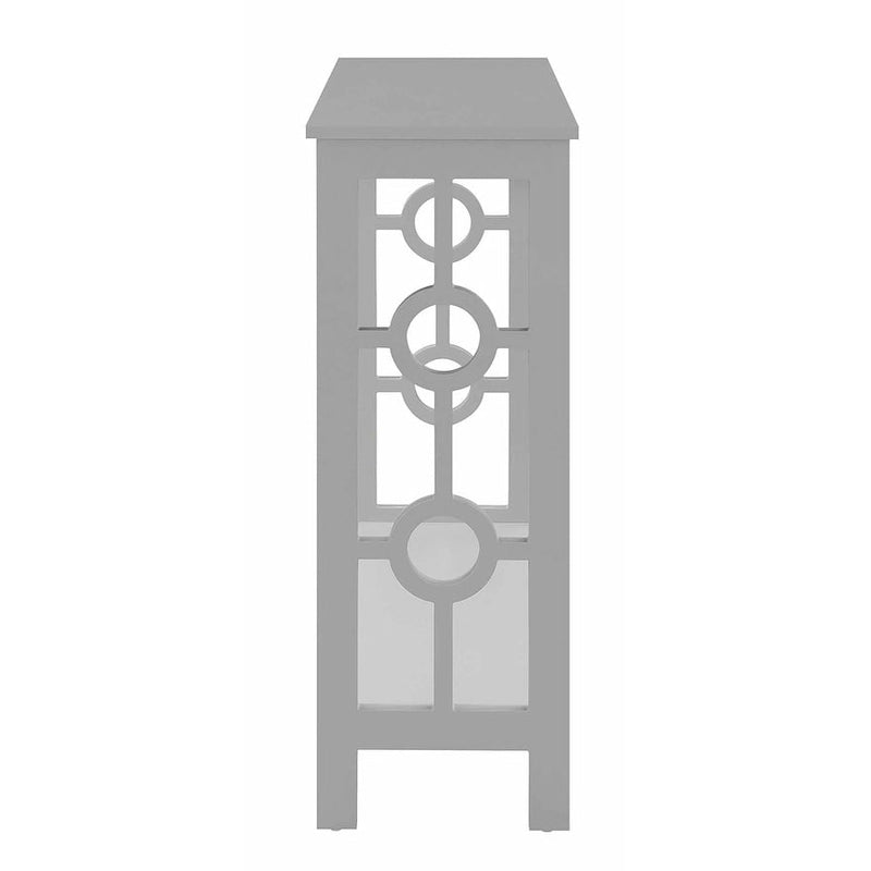 Console 2 étages avec étagère | Gris / Blanc / Noir | Cadre latéral à anneaux