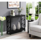 Console 2 étages avec étagère | Gris / Blanc / Noir | Cadre latéral à anneaux