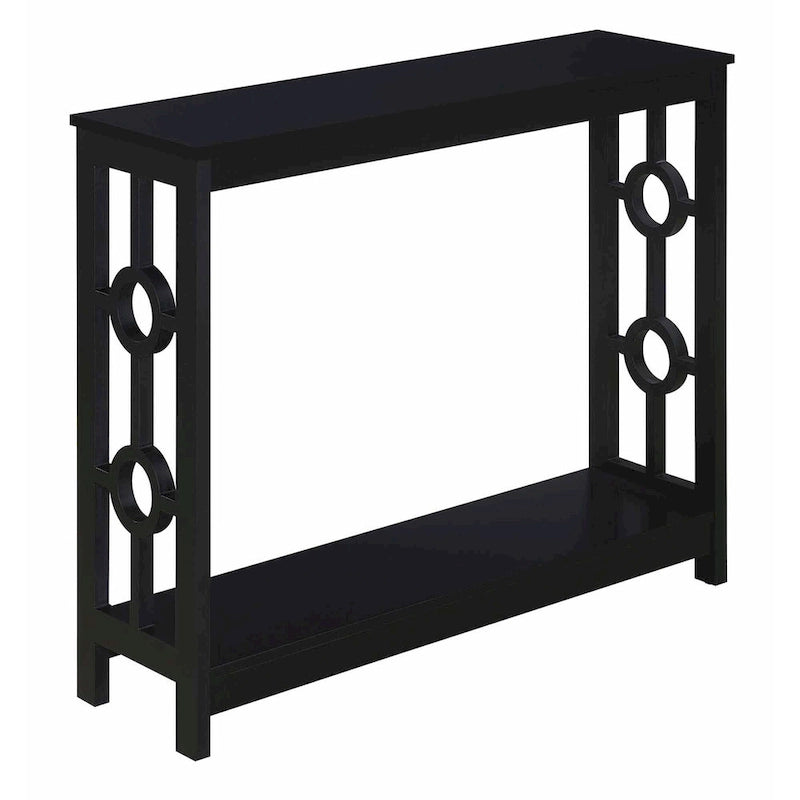 Console 2 étages avec étagère | Gris / Blanc / Noir | Cadre latéral à anneaux