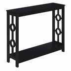 Console 2 étages avec étagère | Gris / Blanc / Noir | Cadre latéral à anneaux