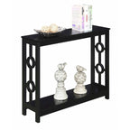 Console 2 étages avec étagère | Gris / Blanc / Noir | Cadre latéral à anneaux