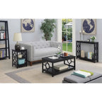 Console 2 étages avec étagère | Gris / Blanc / Noir | Cadre latéral à anneaux