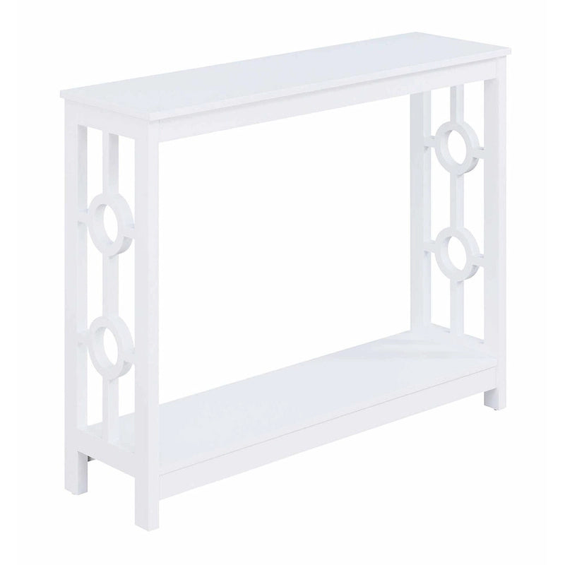 Console 2 étages avec étagère | Gris / Blanc / Noir | Cadre latéral à anneaux