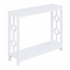 Console 2 étages avec étagère | Gris / Blanc / Noir | Cadre latéral à anneaux