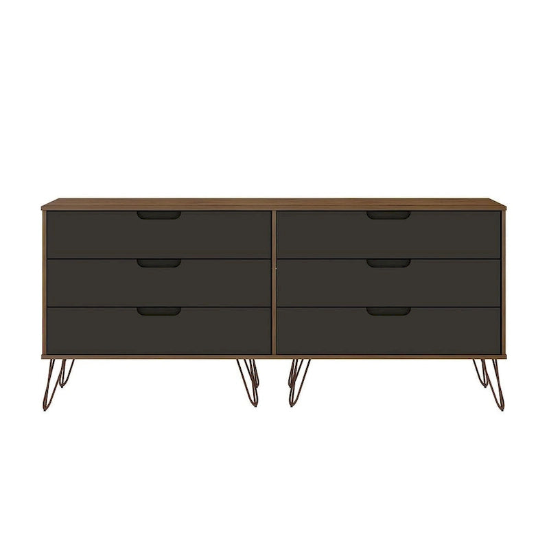   Rockefeller 6-Drawer Double Low Dresser with Metal Legs