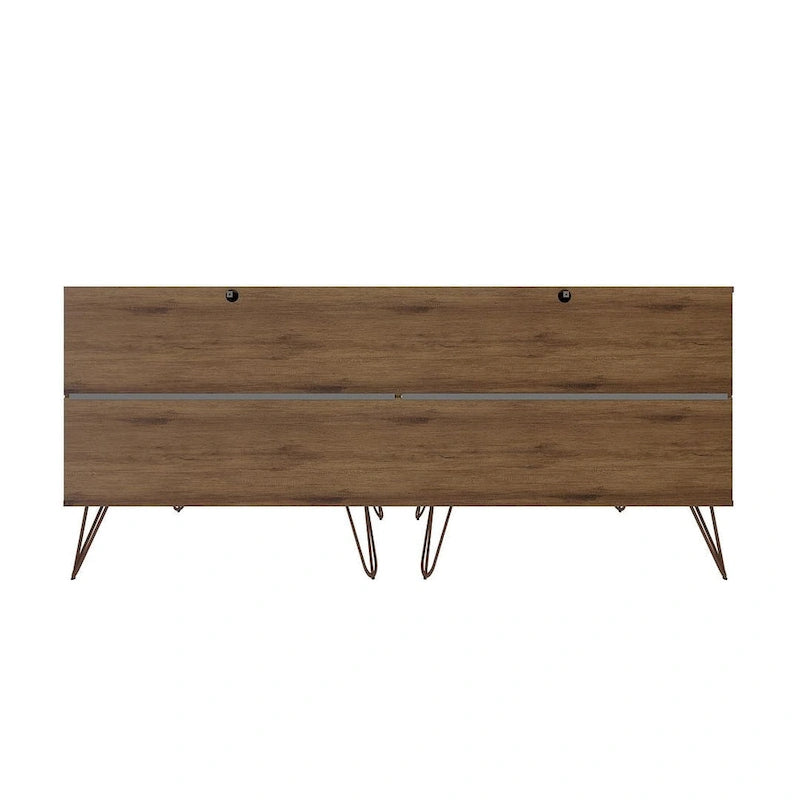 Commode double basse à 6 tiroirs Rockefeller avec pieds en métal