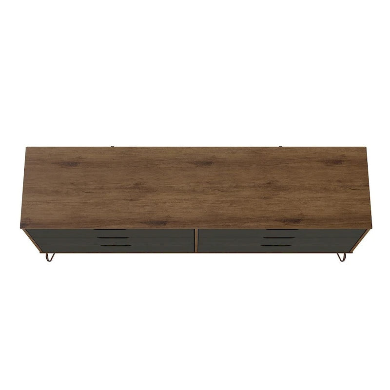 Commode double basse à 6 tiroirs Rockefeller avec pieds en métal