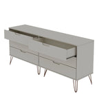 Commode double basse à 6 tiroirs Rockefeller avec pieds en métal