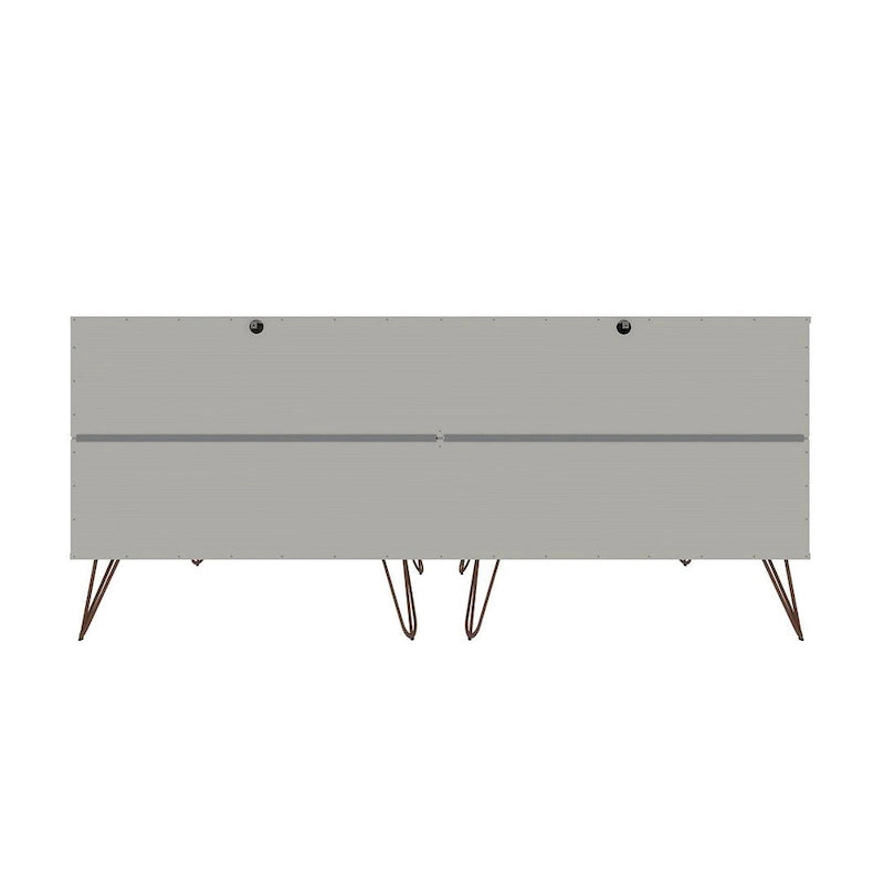 Commode double basse à 6 tiroirs Rockefeller avec pieds en métal