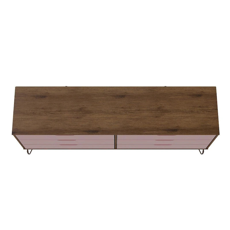 Commode double basse à 6 tiroirs Rockefeller avec pieds en métal