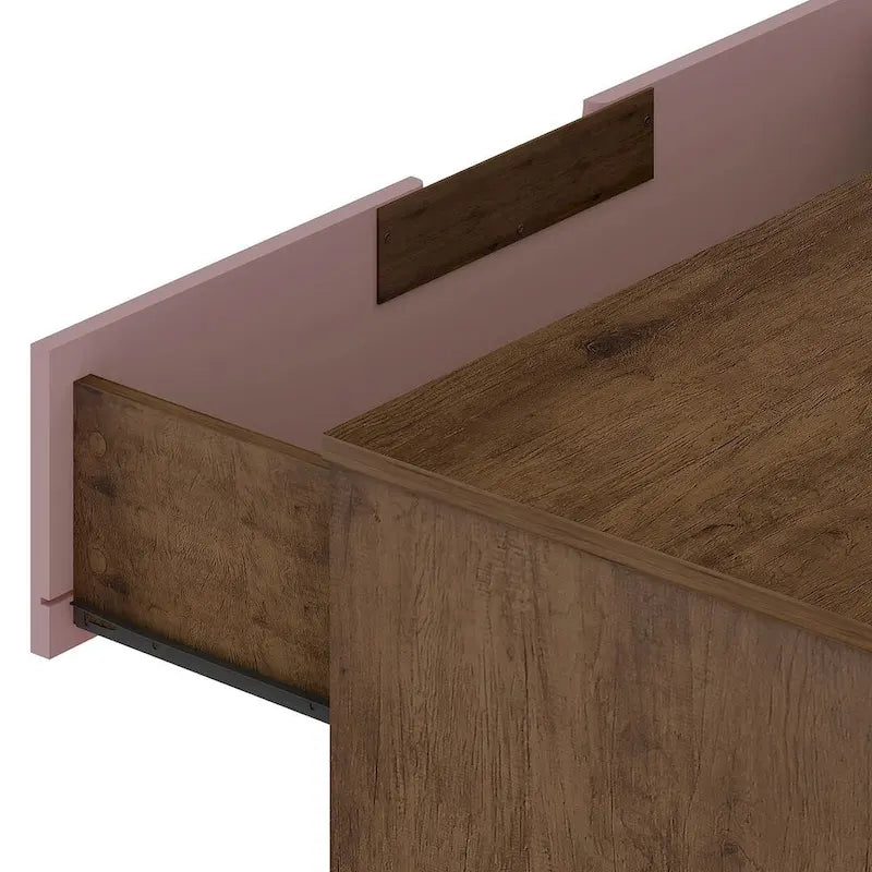 Commode double basse à 6 tiroirs Rockefeller avec pieds en métal