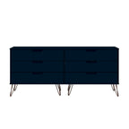 Commode double basse à 6 tiroirs Rockefeller avec pieds en métal