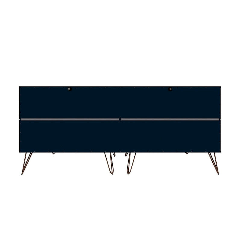 Commode double basse à 6 tiroirs Rockefeller avec pieds en métal