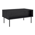 Table basse noire cannelée avec tiroir – Un seul niveau, pour une personne