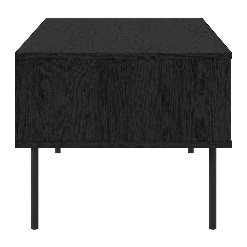 Table basse noire cannelée avec tiroir – Un seul niveau, pour une personne