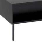 Table basse noire cannelée avec tiroir – Un seul niveau, pour une personne