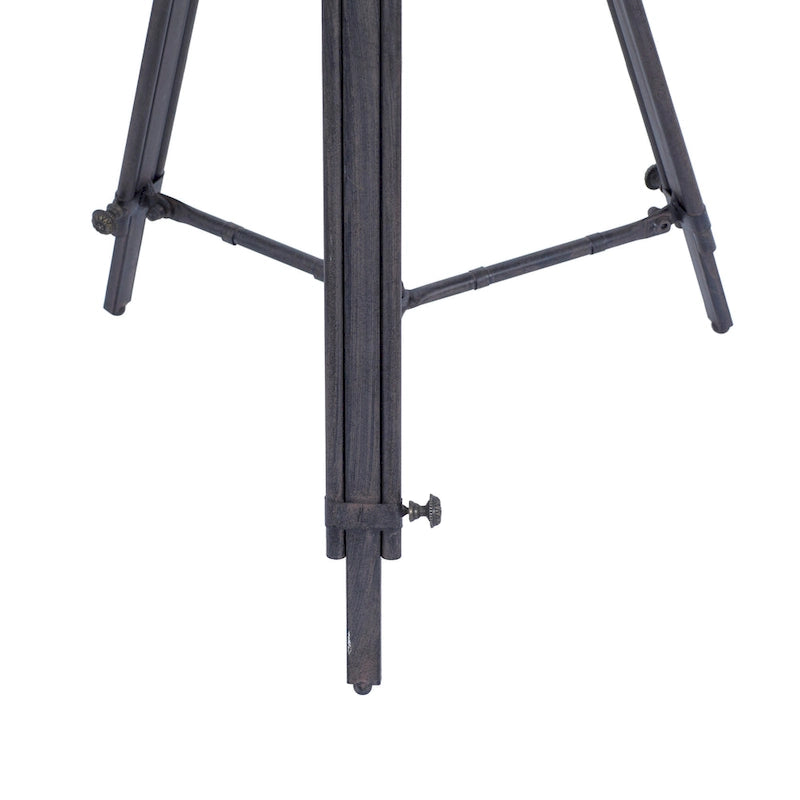 Table d'appoint boussole en métal avec horloge et plateau en verre transparent - Blanche ou noire -