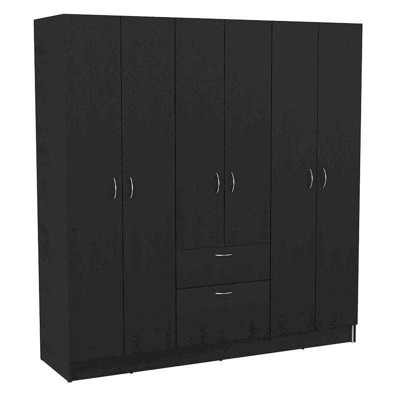 Mitu Six Doors Armoire, sept étagères intérieures, un tiroir, une tringle à vêtements - N/A