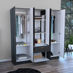 Mitu Six Doors Armoire, sept étagères intérieures, un tiroir, une tringle à vêtements - N/A