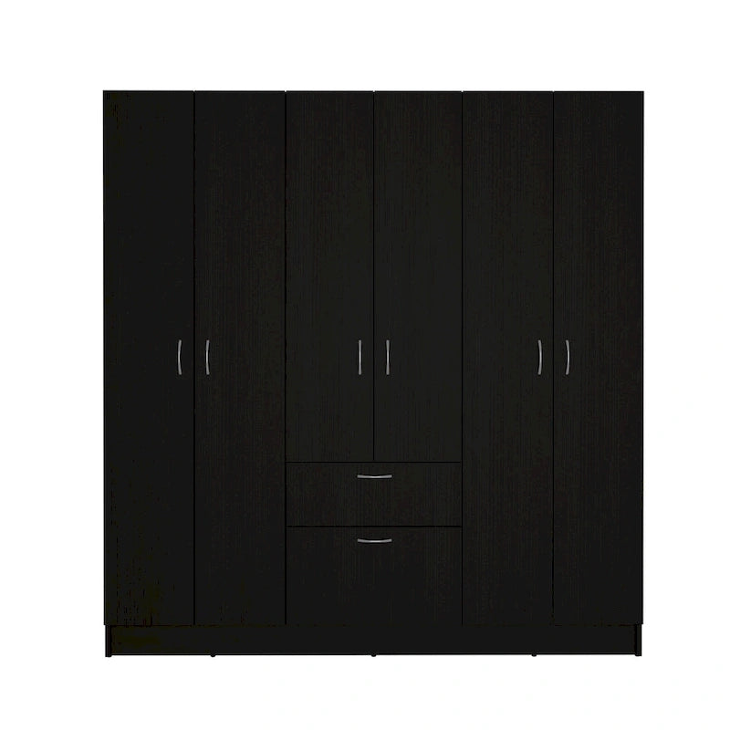 Mitu Six Doors Armoire, sept étagères intérieures, un tiroir, une tringle à vêtements - N/A