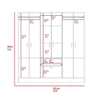 Mitu Six Doors Armoire, sept étagères intérieures, un tiroir, une tringle à vêtements - N/A
