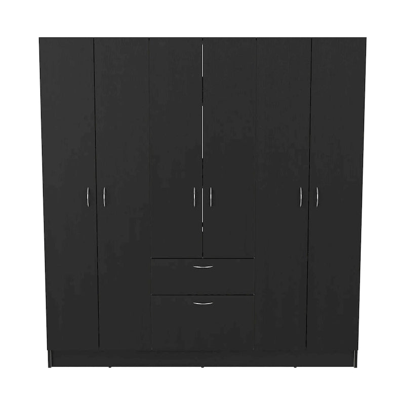Mitu Six Doors Armoire, sept étagères intérieures, un tiroir, une tringle à vêtements - N/A