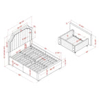 Lit plateforme de rangement capitonné Chapla Art Déco à 4 tiroirs