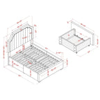 Lit plateforme de rangement capitonné Chapla Art Déco à 4 tiroirs