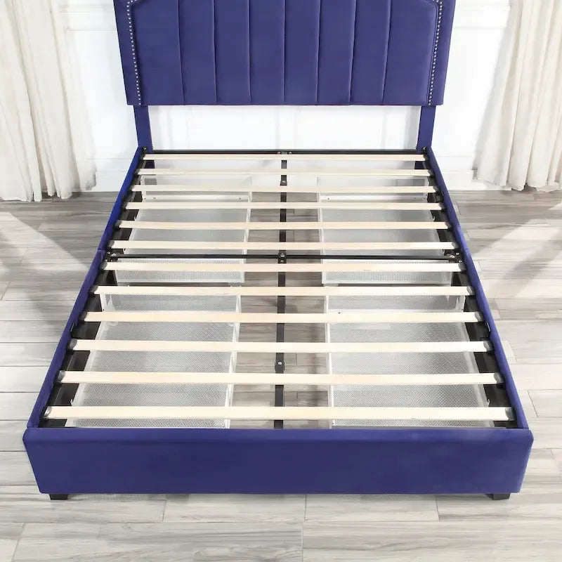 Lit plateforme de rangement capitonné Chapla Art Déco à 4 tiroirs