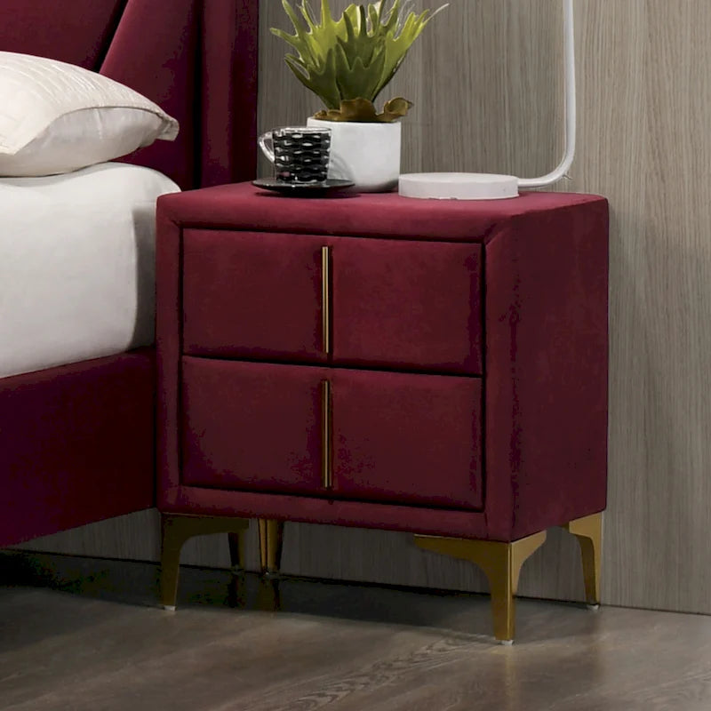 Table de chevet Glim Glam en tissu à 2 tiroirs par