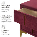 Table de chevet Glim Glam en tissu à 2 tiroirs par