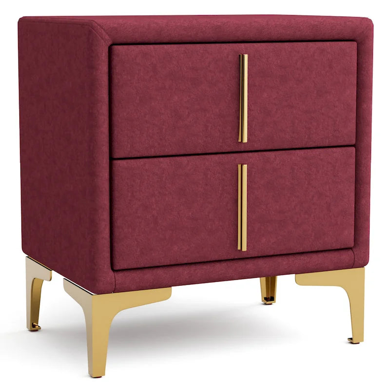 Table de chevet Glim Glam en tissu à 2 tiroirs par