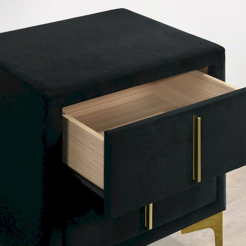 Table de chevet Glim Glam en tissu à 2 tiroirs par