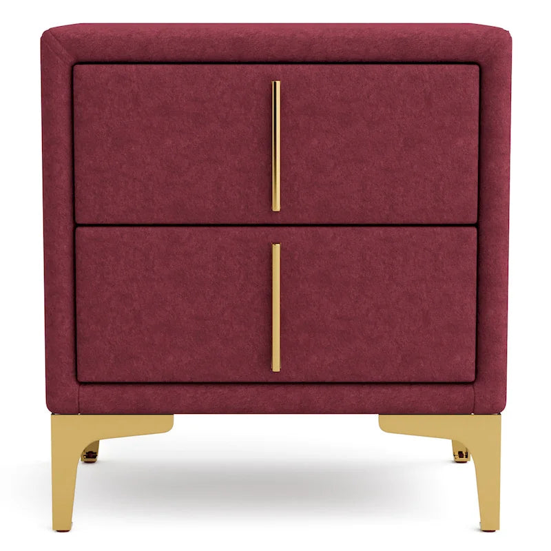 Table de chevet Glim Glam en tissu à 2 tiroirs par