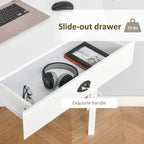Bureau d'angle HOMCOM, bureau d'ordinateur triangulaire avec tiroir et étagères de rangement pour petit espace