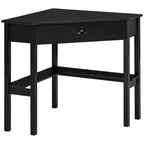 Bureau d'angle HOMCOM, bureau d'ordinateur triangulaire avec tiroir et étagères de rangement pour petit espace