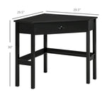 Bureau d'angle HOMCOM, bureau d'ordinateur triangulaire avec tiroir et étagères de rangement pour petit espace