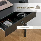 Bureau d'angle HOMCOM, bureau d'ordinateur triangulaire avec tiroir et étagères de rangement pour petit espace